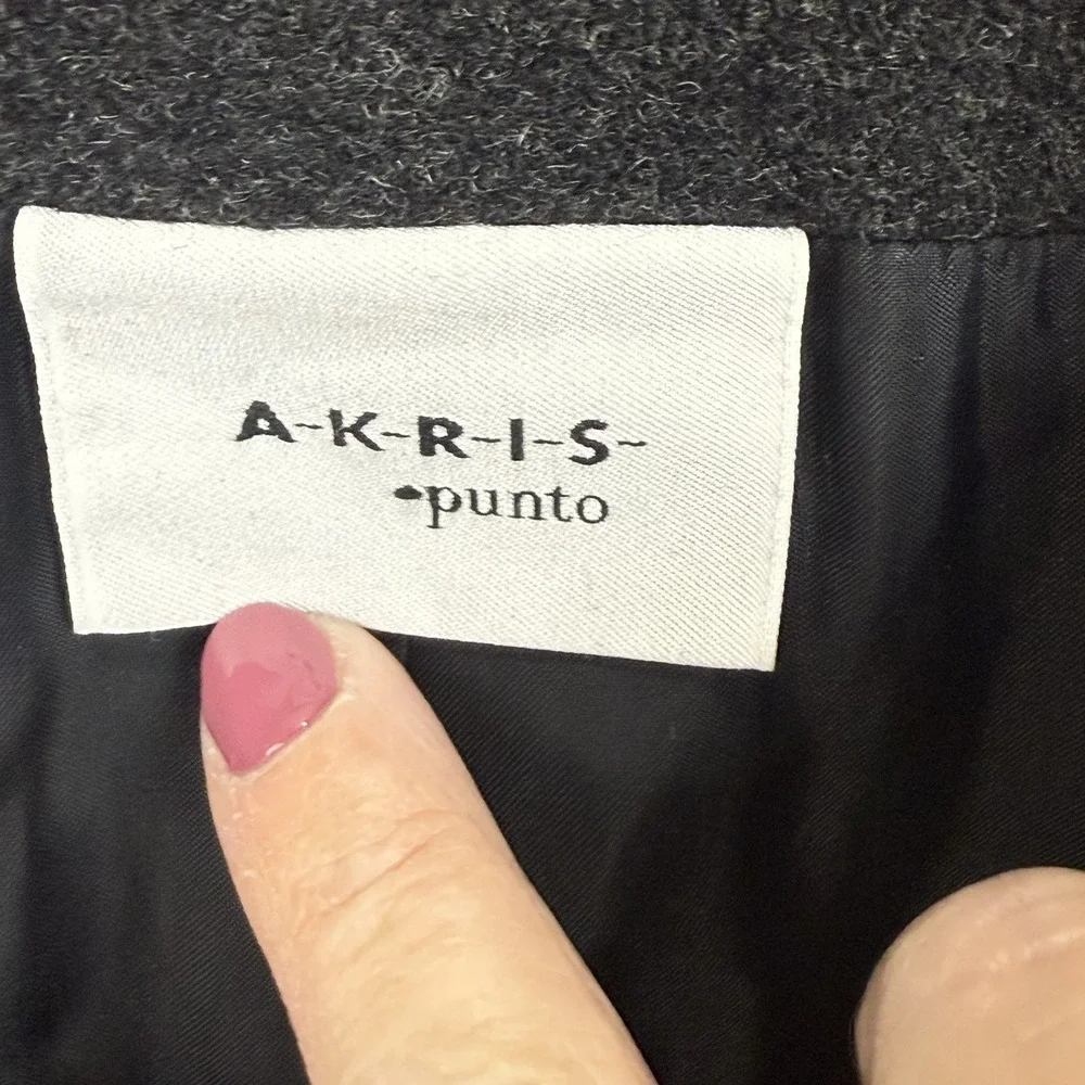 Akris Punto Wool Blend Car Coat  Charcoal Size 8‎ *READ*